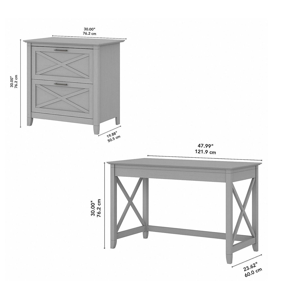 Cape Cod Gray Writing Desk with 2 Drawer File Cabinet B515