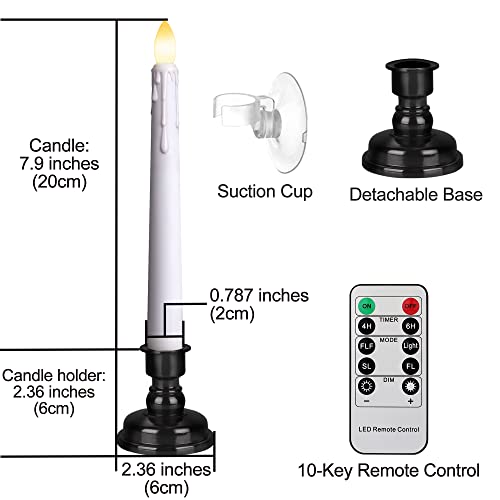 6PCS Flameless Taper Candles with Remote, 8 Inch Battery Operated LED Window Candle Lights (Ivory) N14580