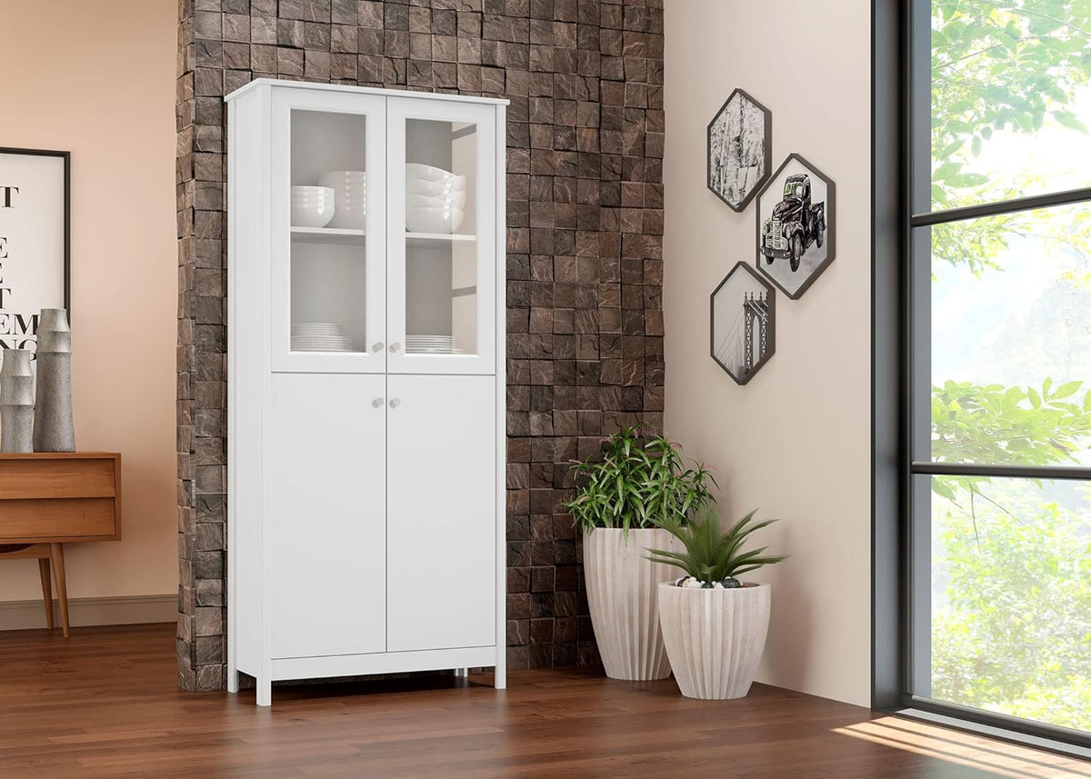 Grey Glass and Wood 4-Door Bookcase T134