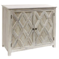 White Two-Door Acacia Cabinet with Metal Base and Adjustable Shelf R2719