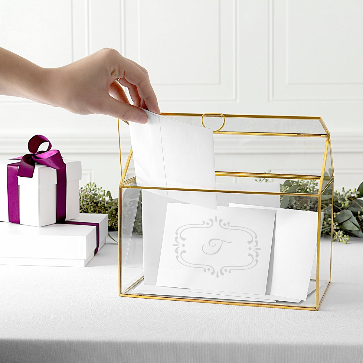 Gold Glass Terrarium Gift Card Holder V51118