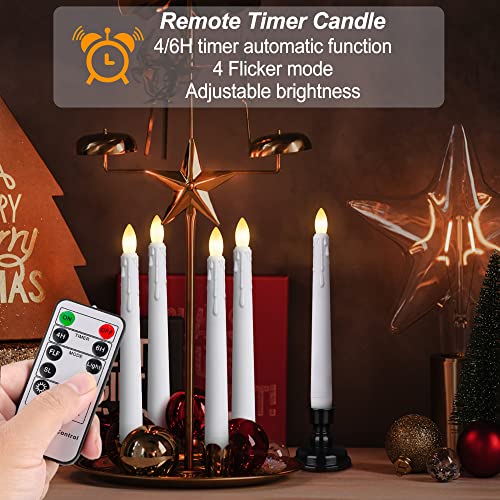6PCS Flameless Taper Candles with Remote, 8 Inch Battery Operated LED Window Candle Lights (Ivory) N14580