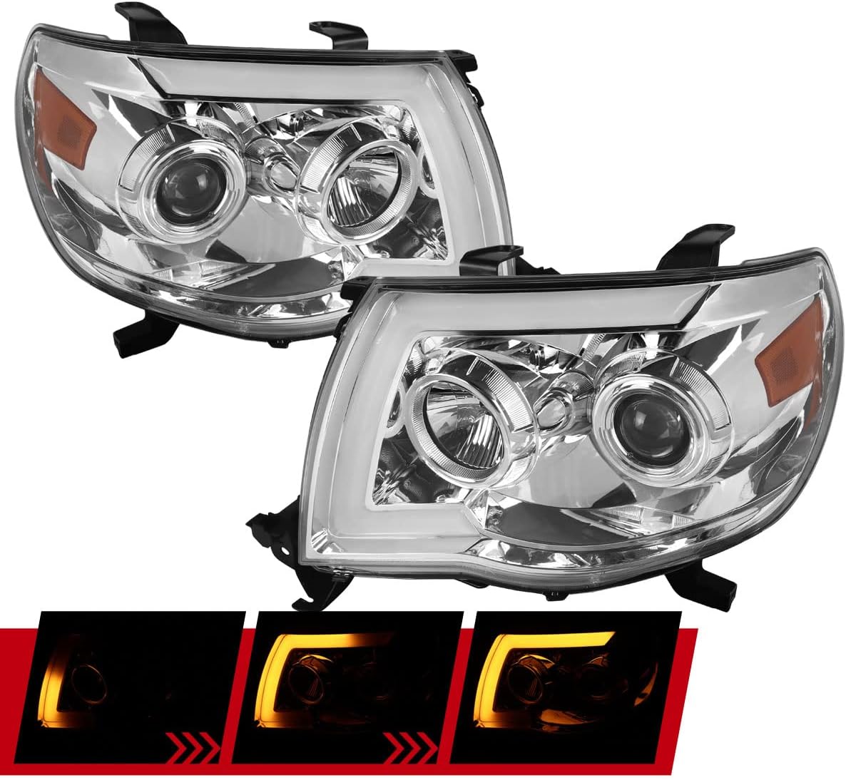 BLK Projector Headlights with LED Sequential Switchback Signal K726