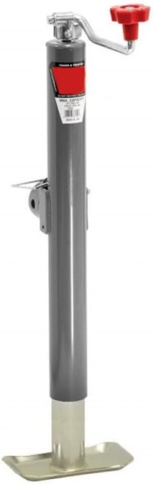 Round Swivel Top Wind Trailer Jack with 15in. Travel and 5,000lbs. Capacity Grey Y665002