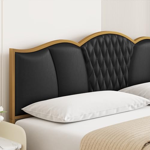 King Faux Leather Platform Bed Frame with Headboard C263