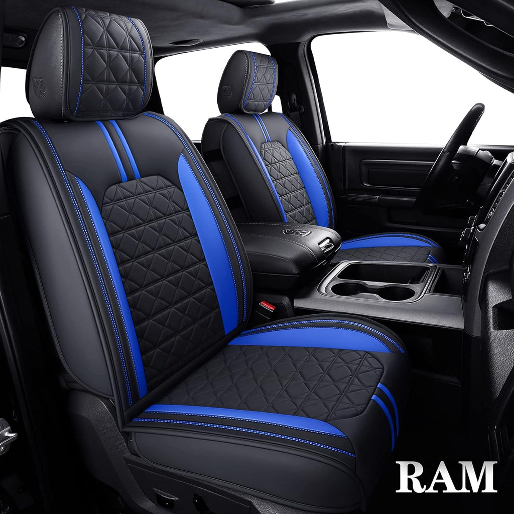 Waterproof Leather Seat Covers 5 PCS Full Set Black Blue C2615
