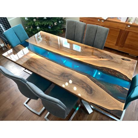 Blue Resin Epoxy Dining Table 36 x 20 Inches F42467