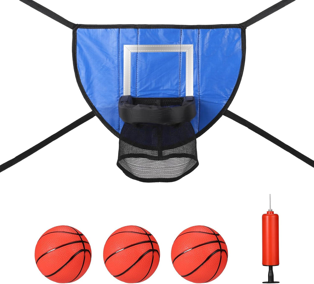 Waterproof Trampoline Basketball Hoop Set with Mini 3 Basketballs and Pump I827