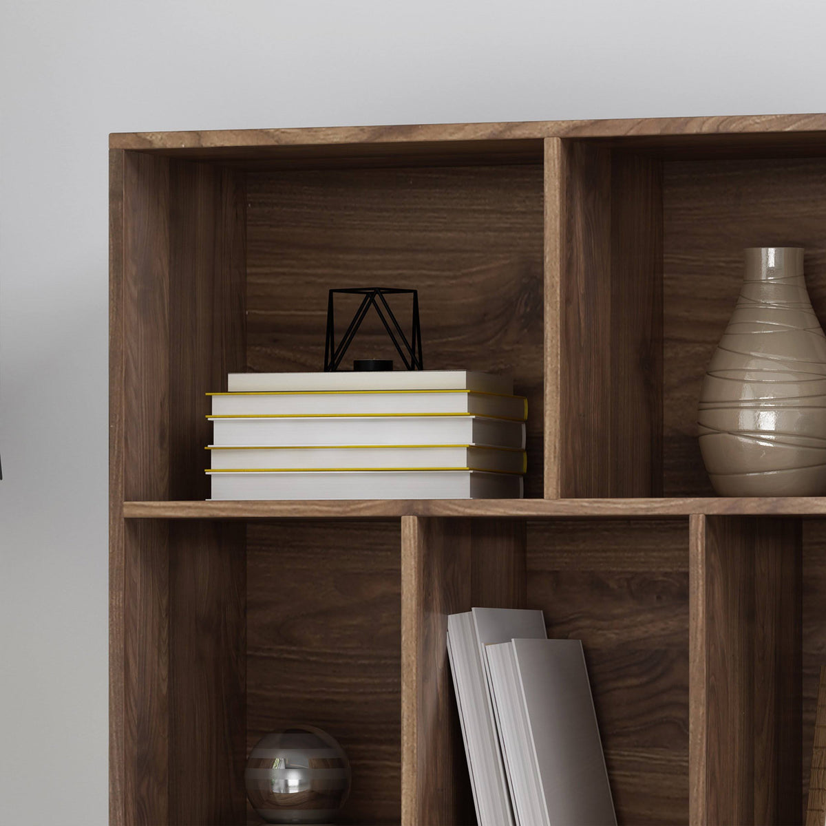 Dark Gray Black Faux Wood Cube Bookcase P53402