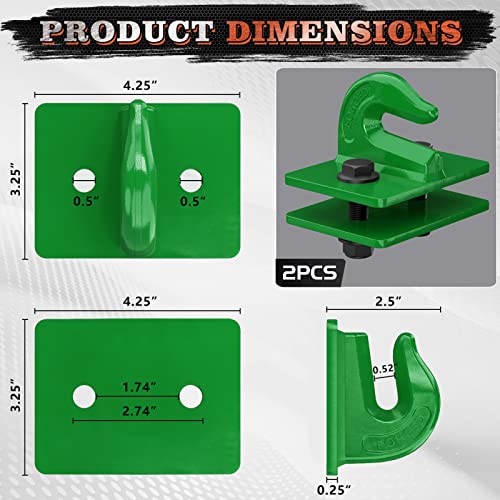 3/8" Forged Steel Bolt On Grab Hook with Backer Plate, Green W817
