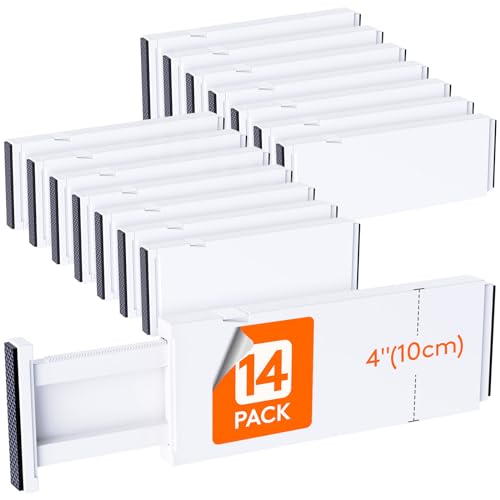 14 Pack 4" High Adjustable White Drawer Dividers Y1785