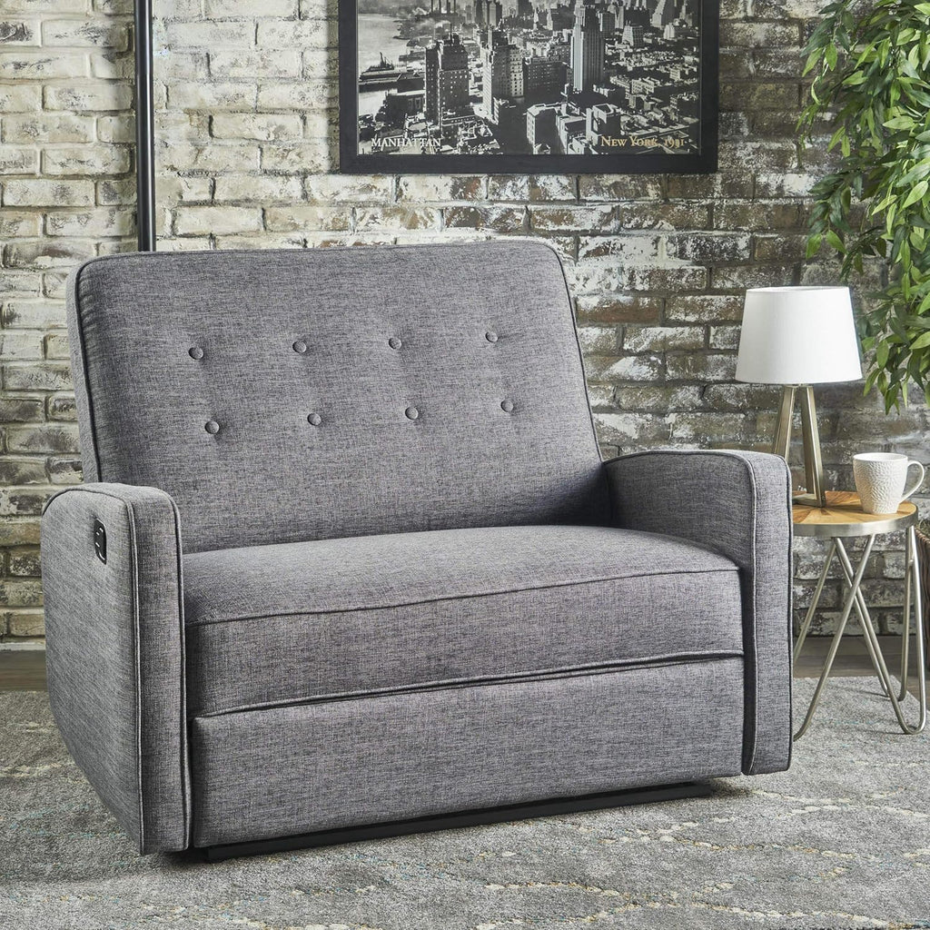 Grey Black Fabric Reclining Loveseat U12914