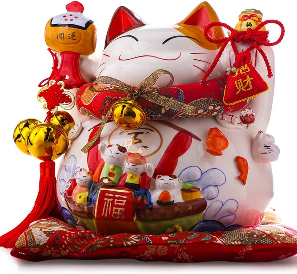 Large Size Ceramic Maneki Neko Lucky Cat I71492
