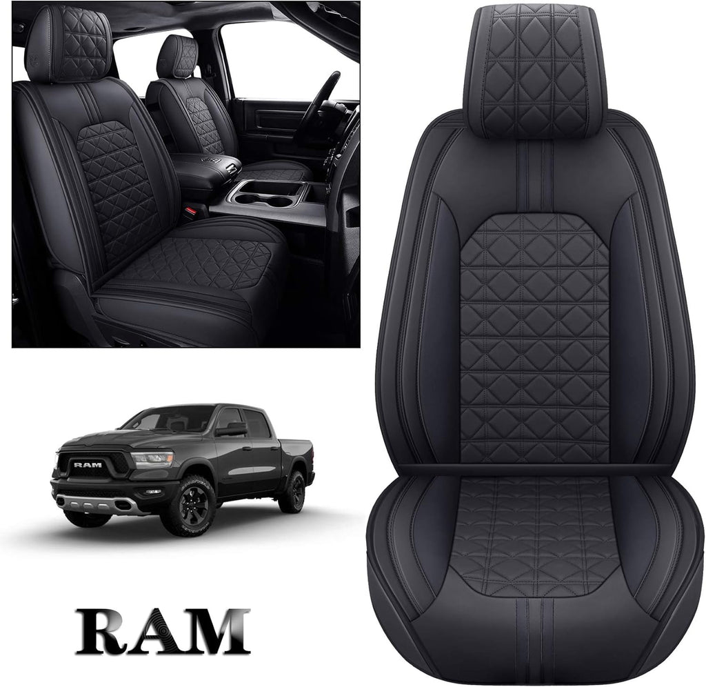 Waterproof Leather Seat Covers 5 PCS Full Set Black Blue C2615