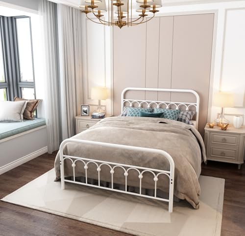 Queen Size Metal Bed Frame with Headboard and Footboard O50115