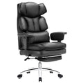 Black PU Leather High Back Desk Chair with Footrest I728174