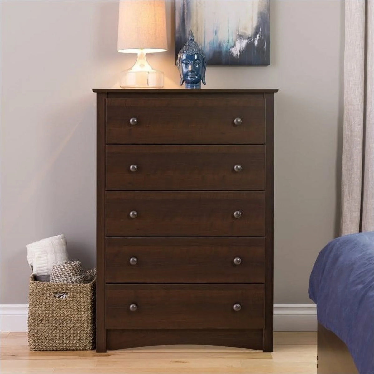 5-Piece Set with 2 Night Tables Chest Dresser and Tall Nightstand S8740