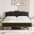King Faux Leather Platform Bed Frame with Headboard C263