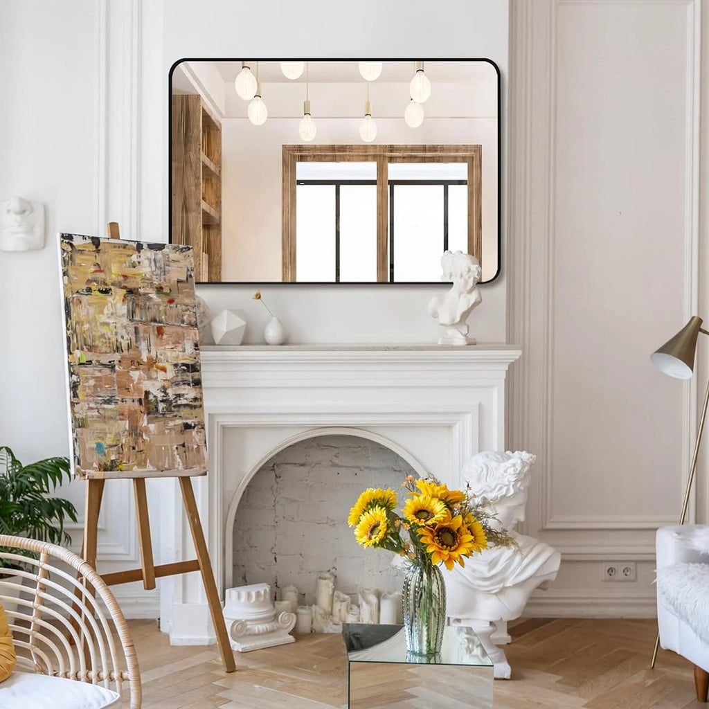 Black 30x48 Rectangular Metal Framed Wall Mirror Z610543