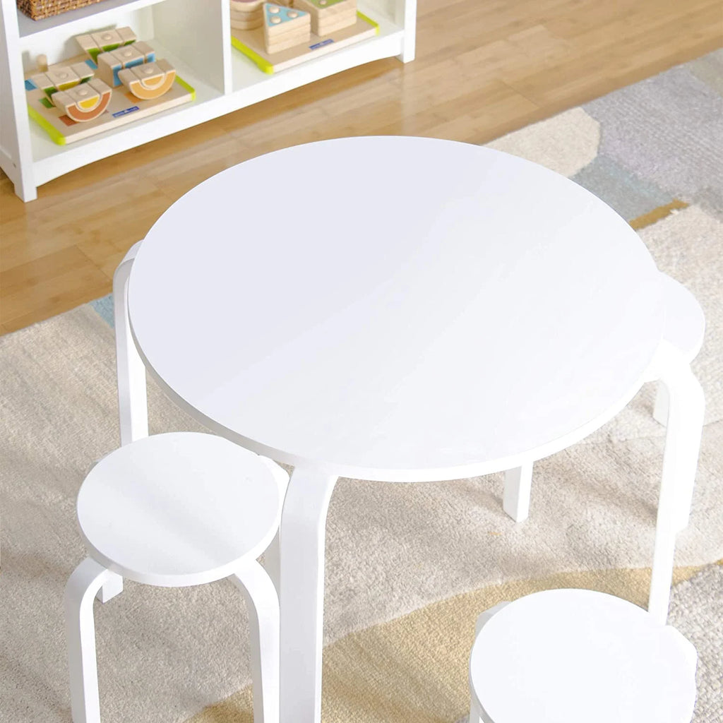White Stacking Bentwood Kids Table and Chairs Set V4132