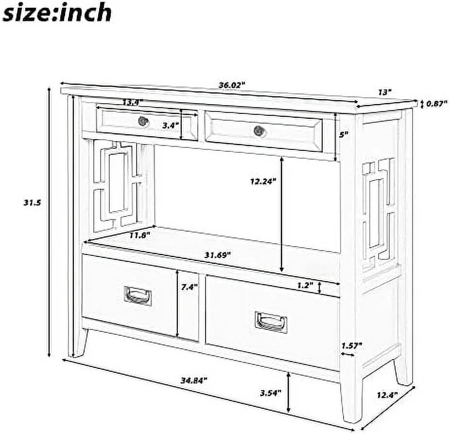 Modern Wood Console Table with 4 Drawers and 1 Shelves U509