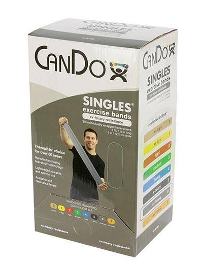 Low Powder Exercise Band - Box of 30, 5& Length - Set of 5 (Yellow - Black) O794642