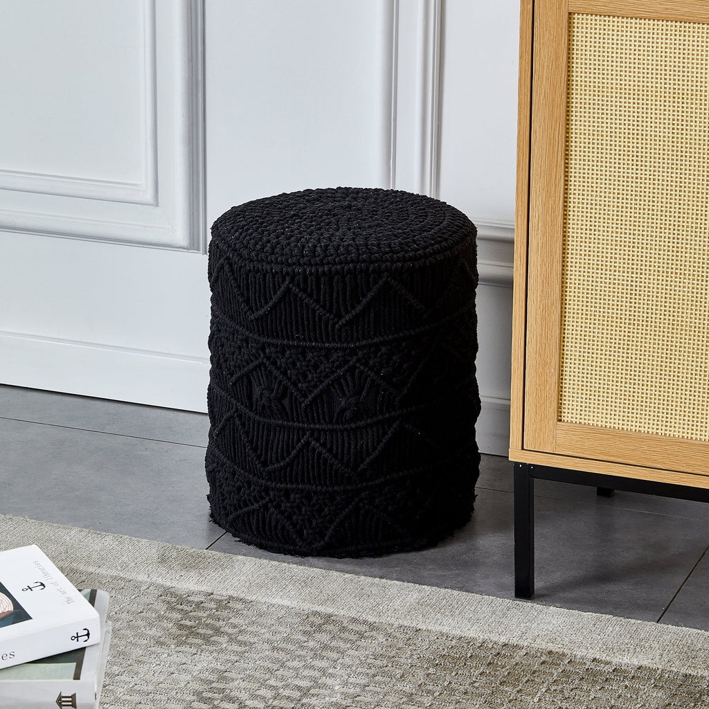 Hand Knitted Cotton Round Pouf Ottoman T6042