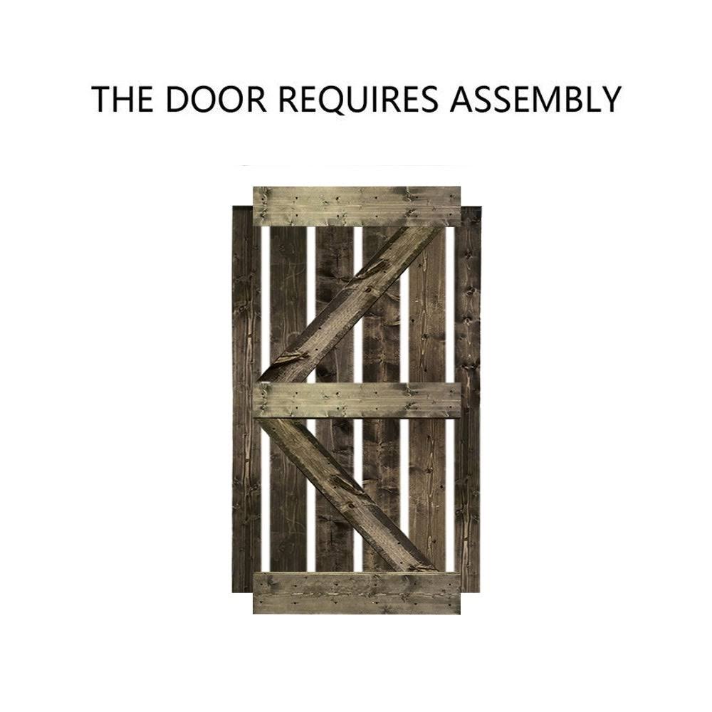 Colonial Maple Stained Pine Wood Interior Sliding Barn Door with Hardware Kit X549