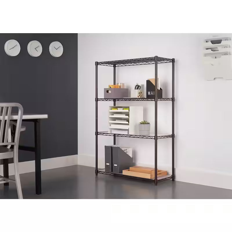 Dark Bronze 4-Tier Steel Wire Shelving Unit with Liners Z834