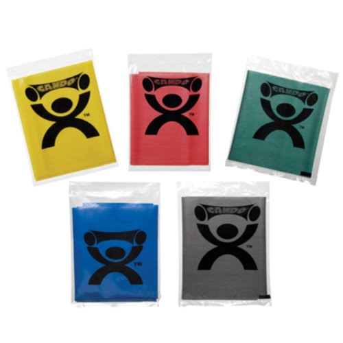 Low Powder Exercise Band - Box of 30, 5& Length - Set of 5 (Yellow - Black) O794642