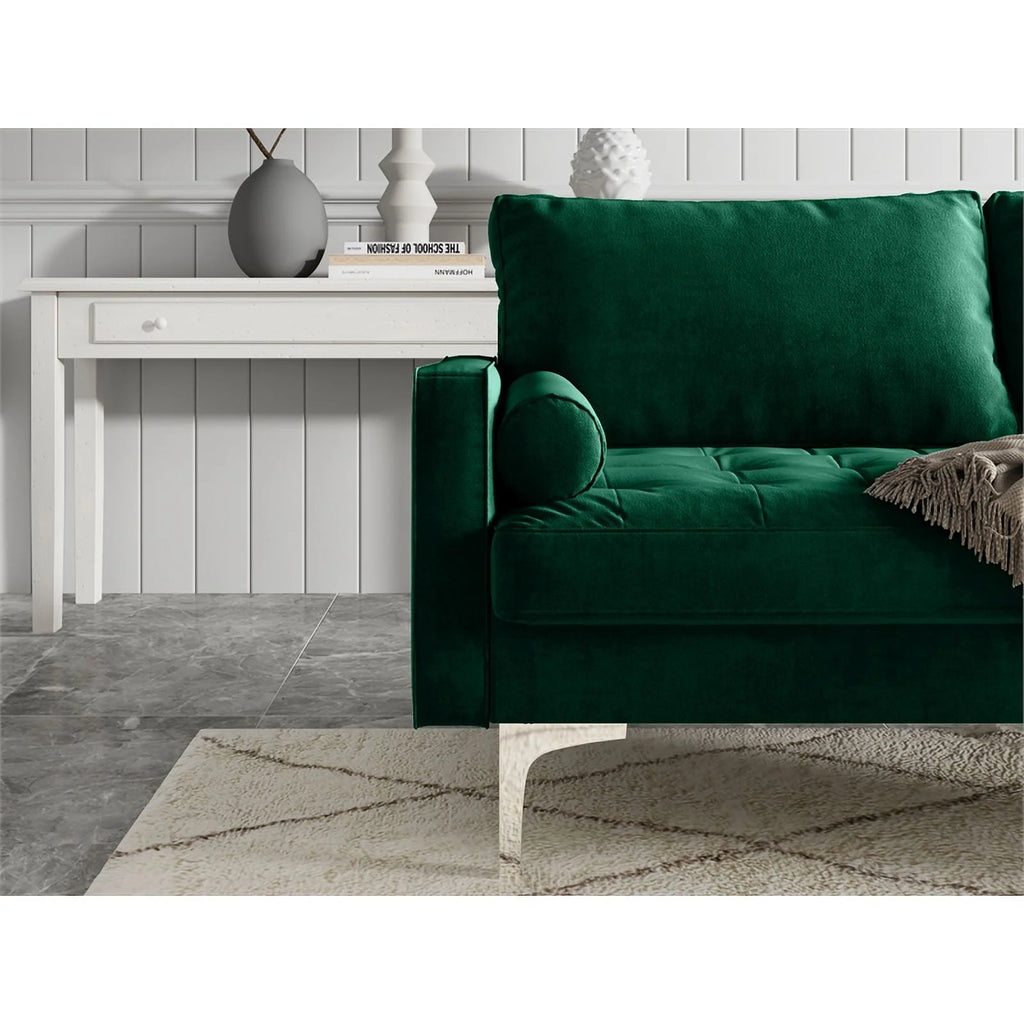 Green Velvet Upholstered Loveseat A2870