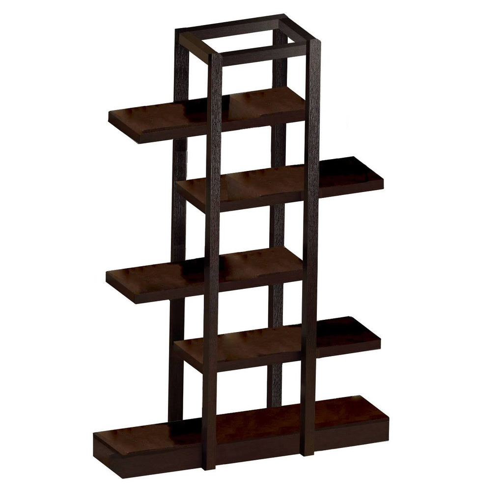 5-Shelf Zigzag Bookcase, Cappuccino P217449