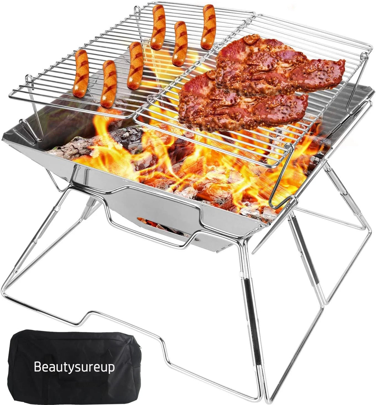 Charcoal Folding Stainless Steel BBQ Grill L161