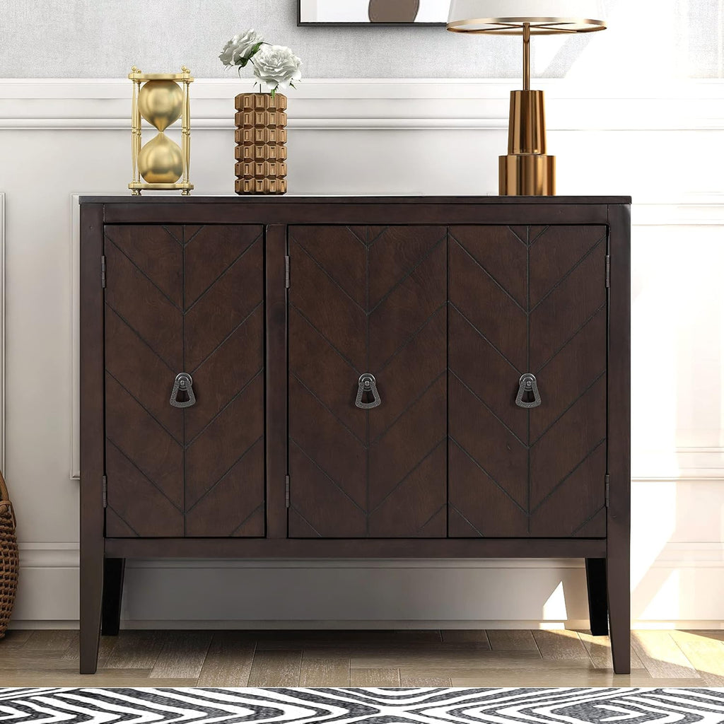 Antique Brown Wooden Accent Storage Cabinet with Adjustable Shelf O147