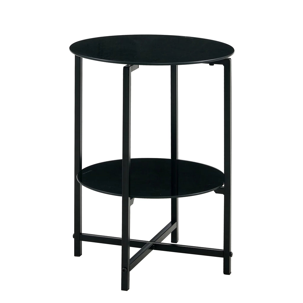 Round Tempered Glass End Table J69228