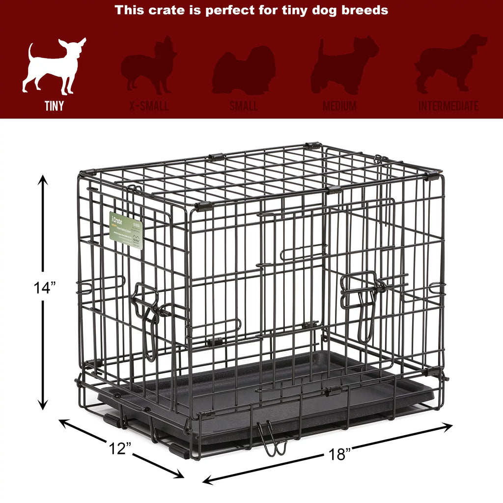 Folding Metal Dog Crate with Divider Panel, 18L x 12W x 14H P8471