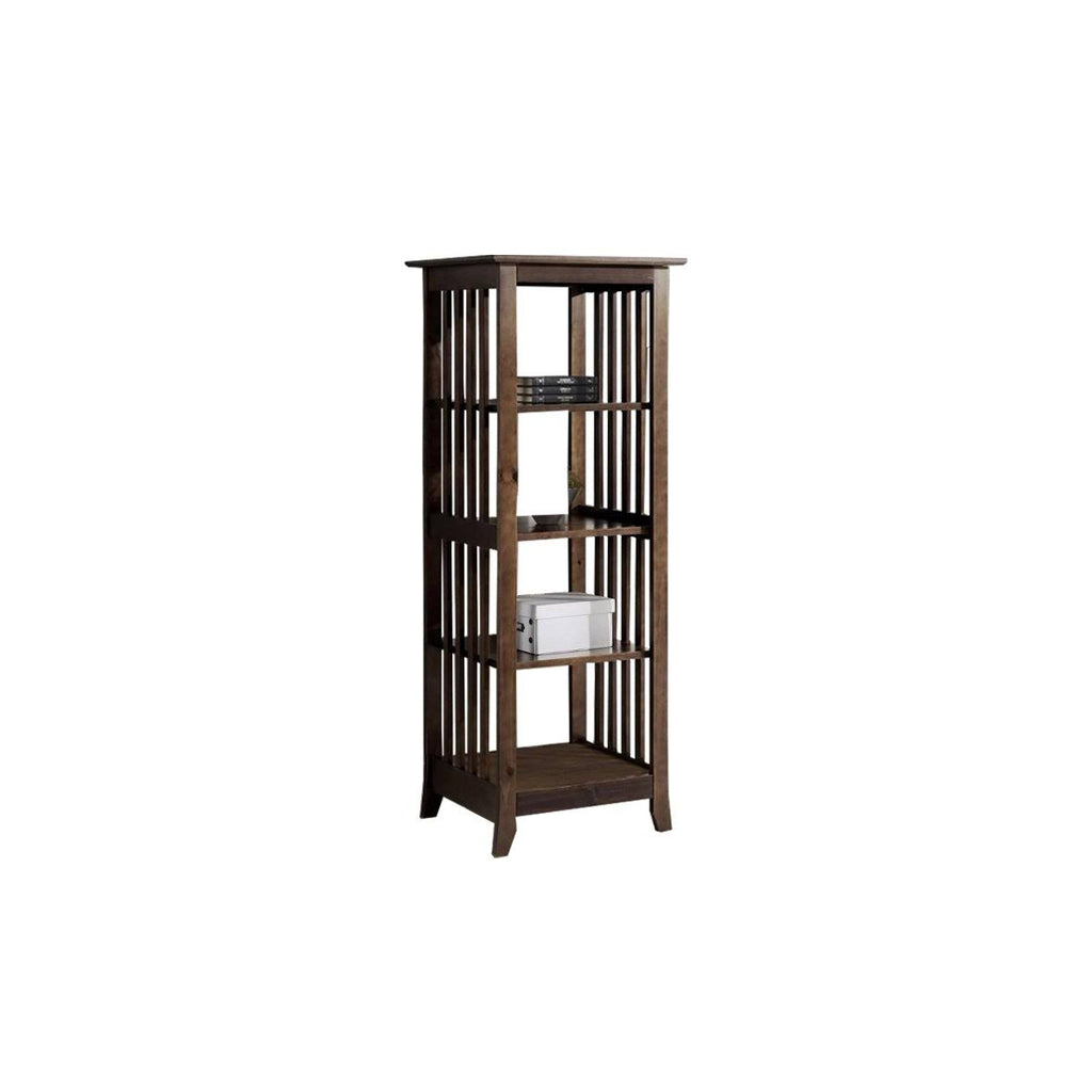 4 Tier Wooden Frame Bookcase with Slatted Side Panels, Brown L839136