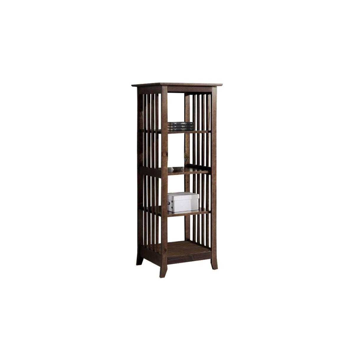 4 Tier Wooden Frame Bookcase with Slatted Side Panels, Brown L839136