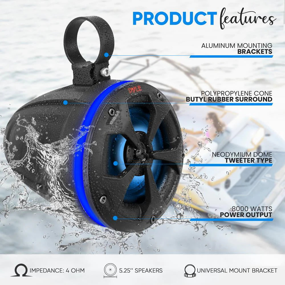Waterproof 4 Inch Marine Grade Off-Road Speakers D8220