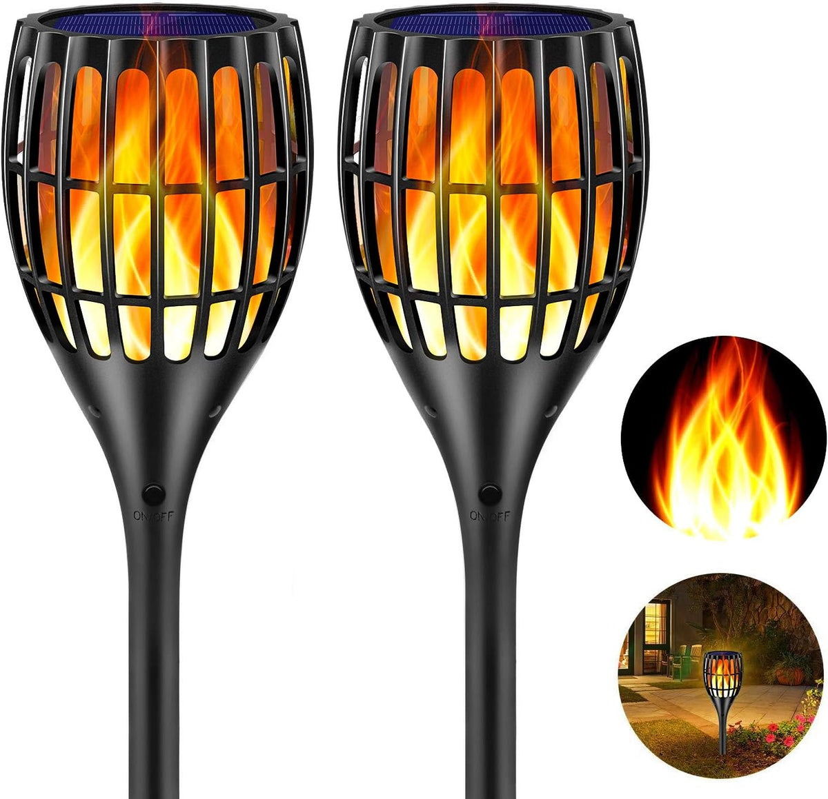 43 Flickering Flames Solar Torch Light, 4 Pack Z468