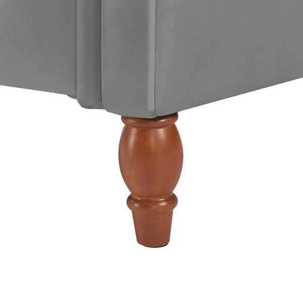 Grey Velvet Storage Bench with Solid Wood Legs W8539