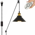 Industrial Pulley Pendant Lamp with Plug-in Cord Black Iron Shade Z2134