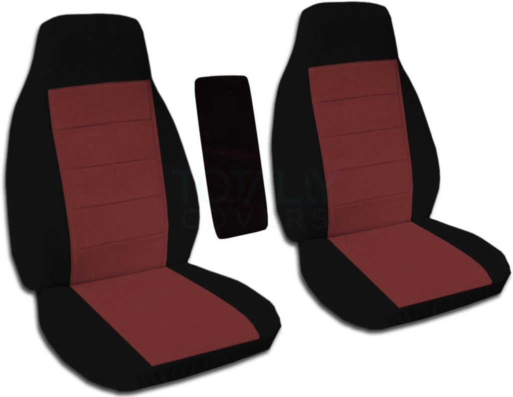 Black and Sand Two-Tone Truck Bucket Seat Covers with Center Armrest Cover H568001