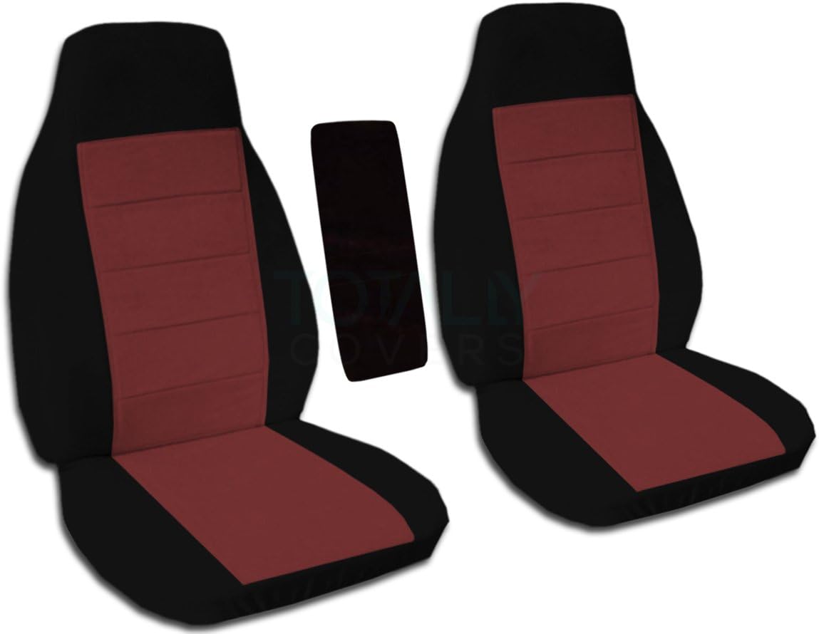 Black and Sand Two-Tone Truck Bucket Seat Covers with Center Armrest Cover H568001