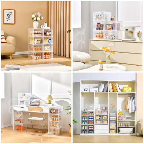 4-Tier Stackable Clear Plastic Storage Bins with Lid H79539