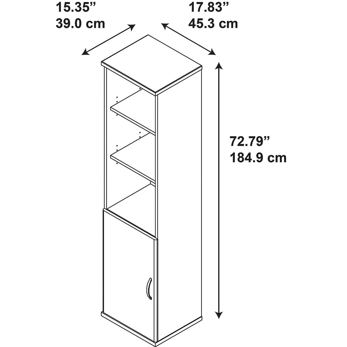 18W 5 Shelf Bookcase with Doors Mocha Cherry L86420