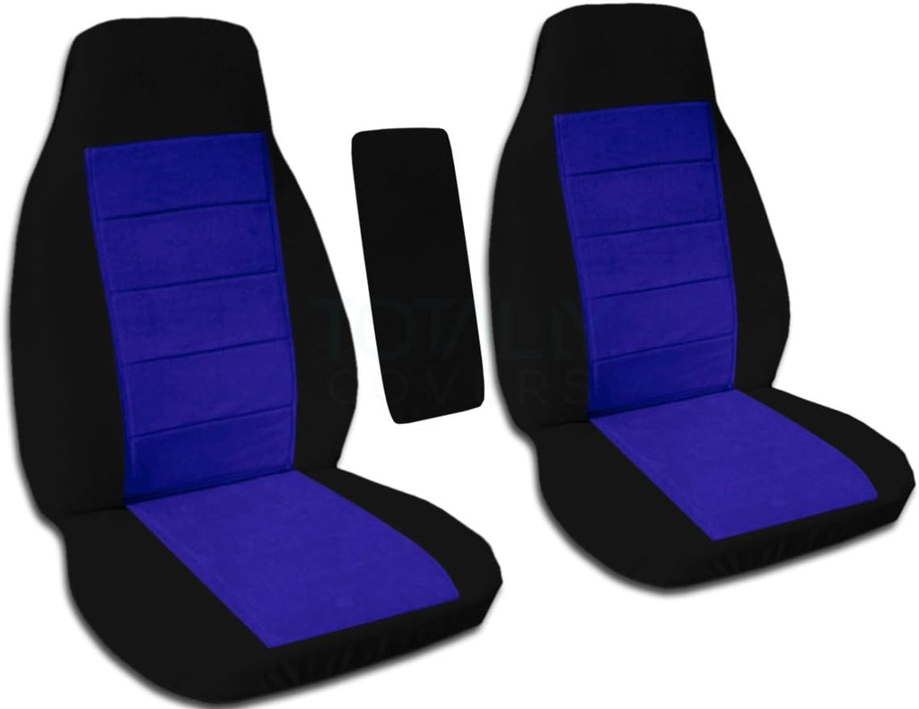 Black and Sand Two-Tone Truck Bucket Seat Covers with Center Armrest Cover H568001