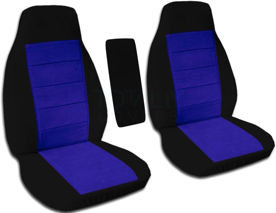 Black and Sand Two-Tone Truck Bucket Seat Covers with Center Armrest Cover H568001