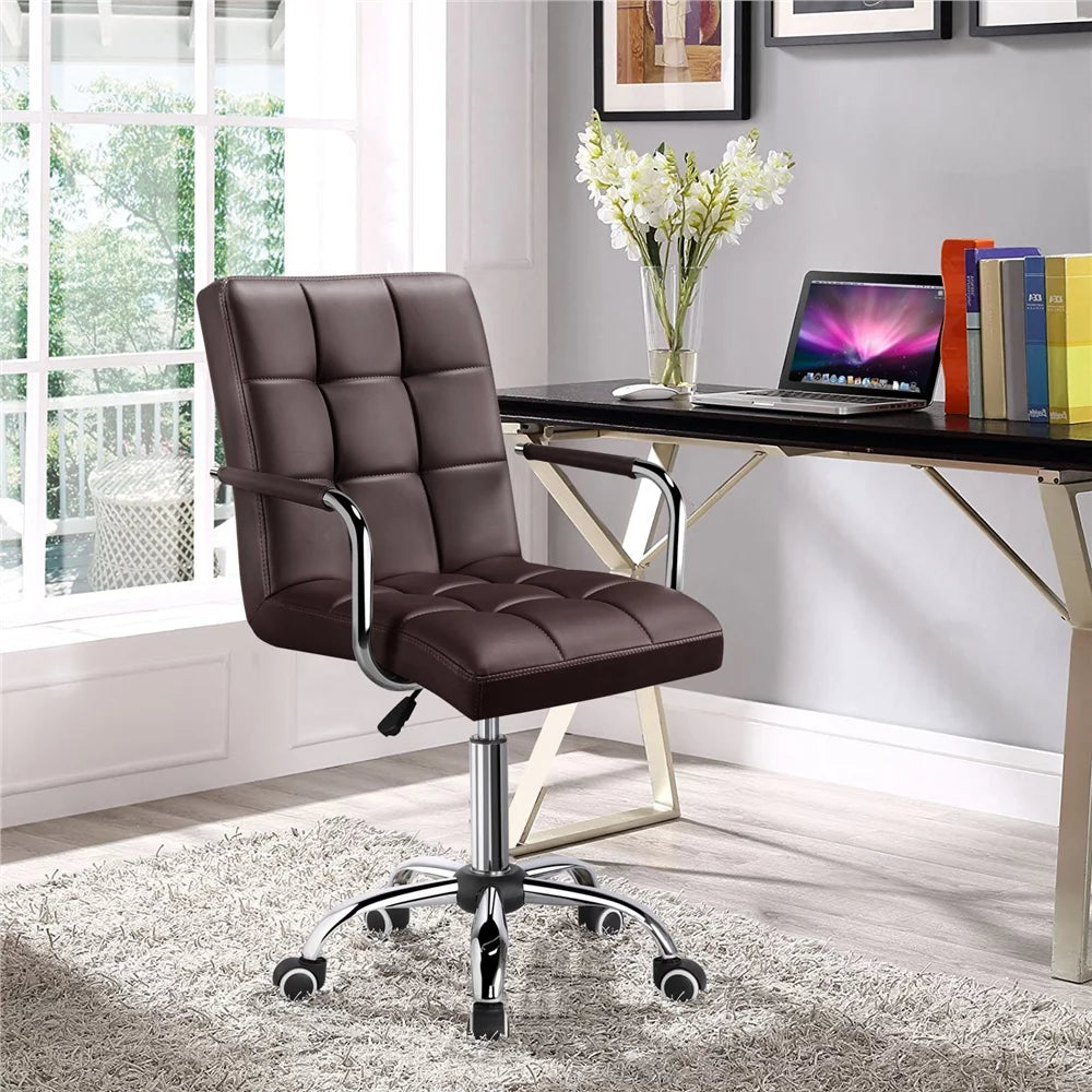 Height Adjustable PU Leather Office Chair with Armrests T7655