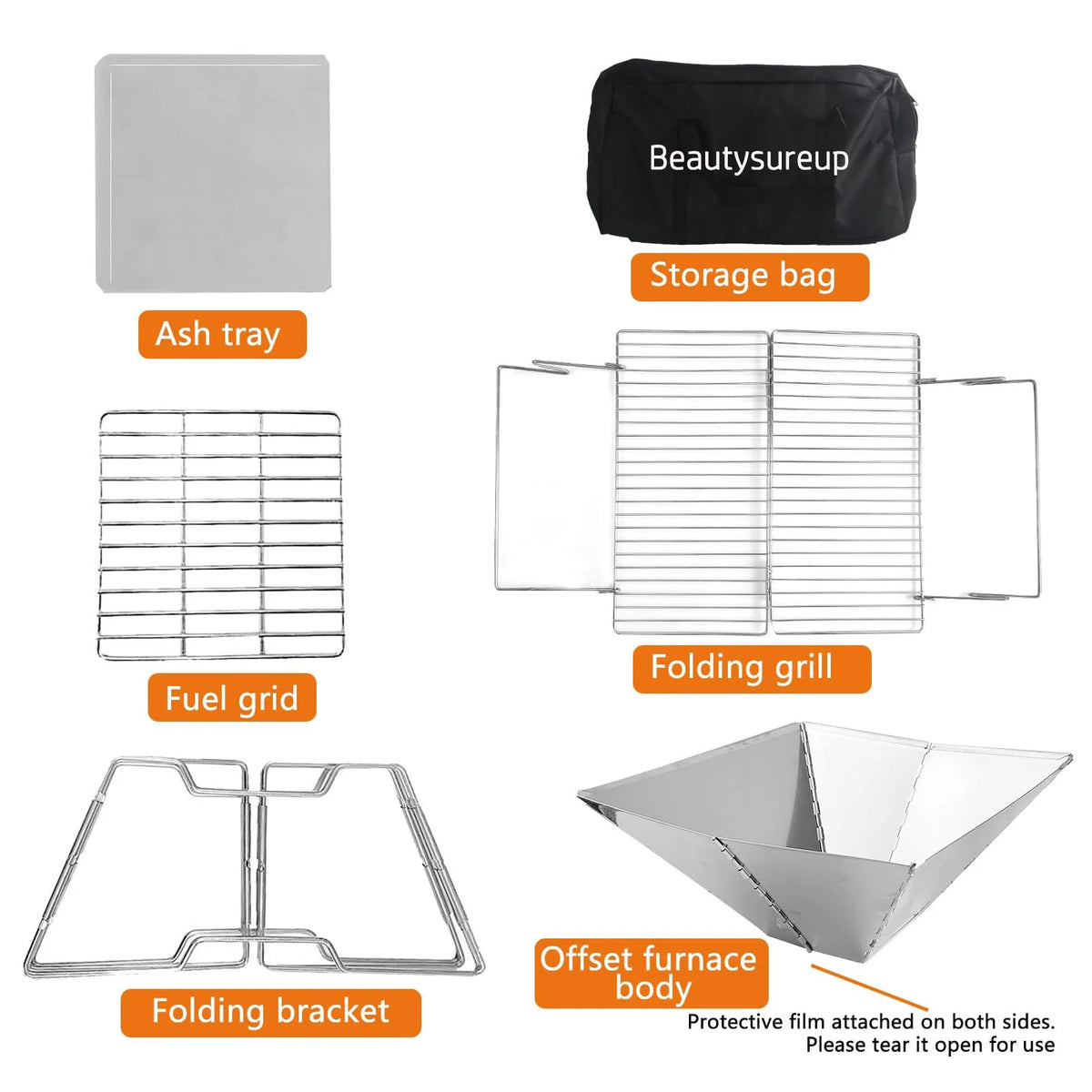 Charcoal Folding Stainless Steel BBQ Grill L161